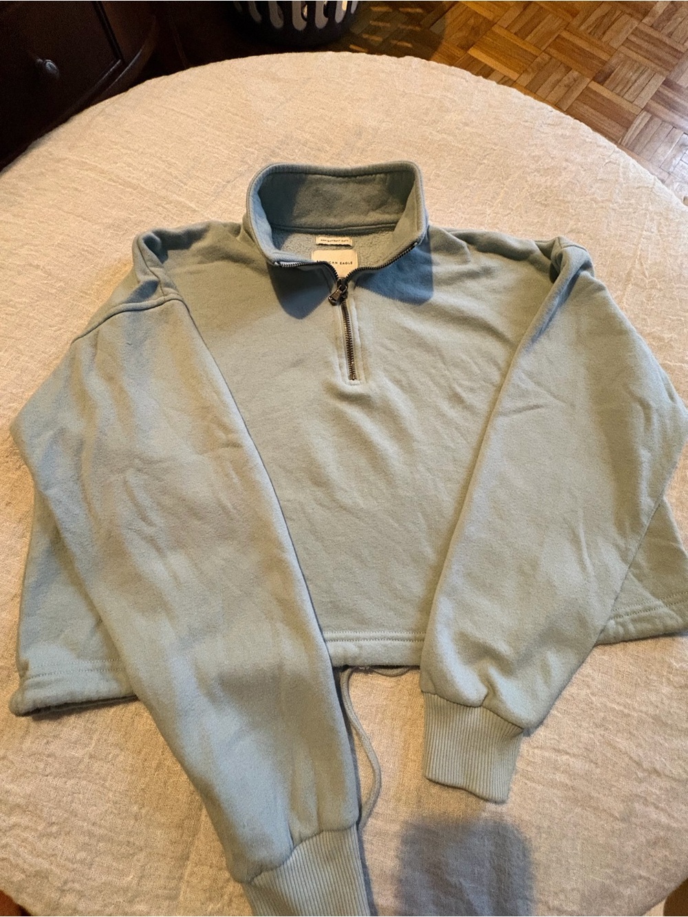 American Eagle Outfitters Light Sage Half-Zip Fleece Pullover